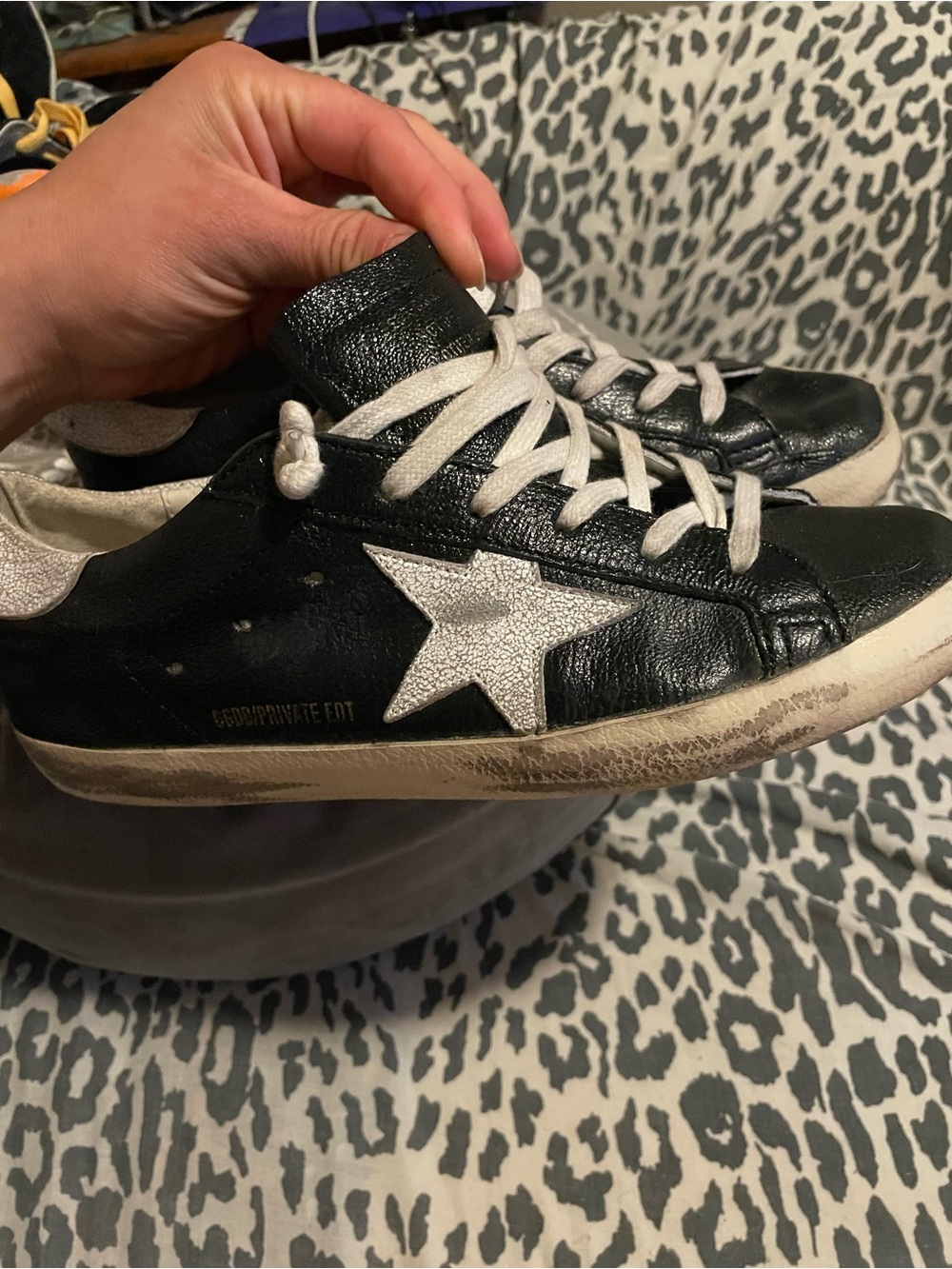 Golden Goose Black Leather women’s  Sneakers with White Star